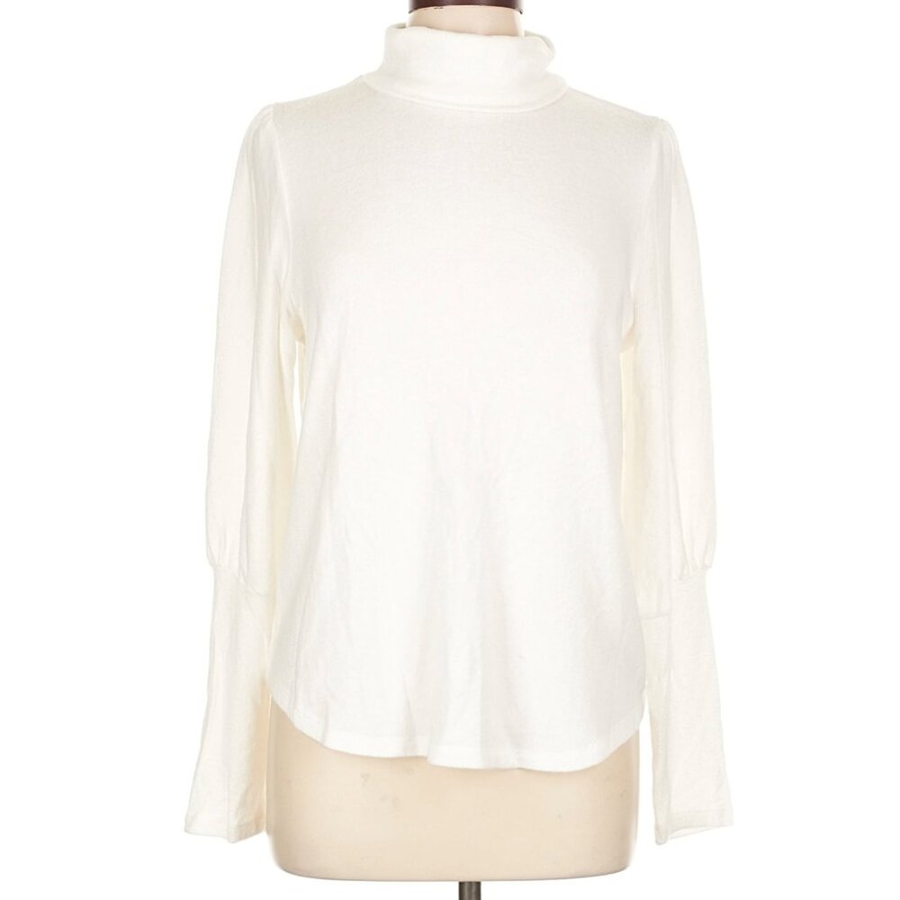 Anthropologie Ivory White Long Sleeve Turtleneck Sweater Women's Large